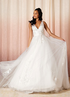 Azazie Lafayette Abiti da Sposa Abito A-Line in Tulle Pizzo Bianco Diamante image1