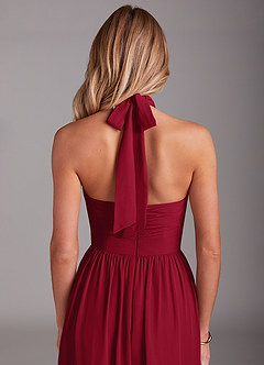 Azazie Avary Bridesmaid Dresses Burgundy A-Line Pleated Chiffon Dress image7