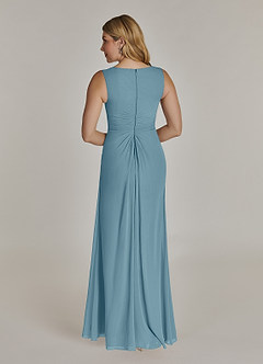 Azazie Manuella Mother of the Bride Dresses Moody Blue A-Line V-Neck Pleated Chiffon Dress image7