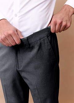 front Savile Charcoal Wool Blend Dress Pants