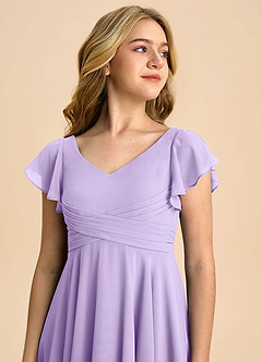 Azazie Caria Junior Lilac A-Line Pleated Chiffon Dress image4