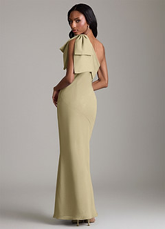 Azazie Yuanna Bridesmaid Dresses Moss Green Mermaid One Shoulder Chiffon Dress image2