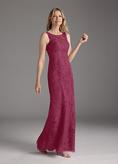 Azazie Whilhelmina Mother of the Bride Dresses Mulberry Mermaid Lace Chiffon Dress image4