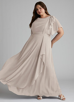 Azazie Aaliyah vestidos de dama de honor modestos Vestido de Corte En A Plisado Scoop Hasta el suelo Gasa image8