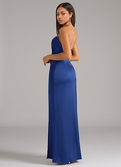 Azazie Marla Bridesmaid Dresses Royal Blue Sheath Strapless Stretch Satin Convertible Dress image5