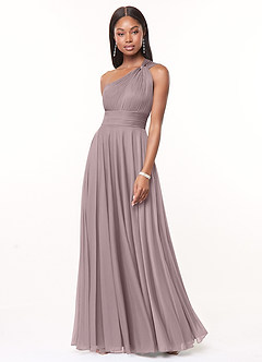Azazie Charlize Bridesmaid Dresses Dusk A-Line One Shoulder Mesh Dress image1