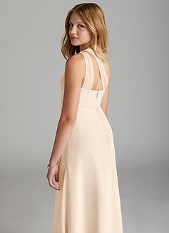 Azazie Maive Junior White Alabaster A-Line Pleated Chiffon Dress image6