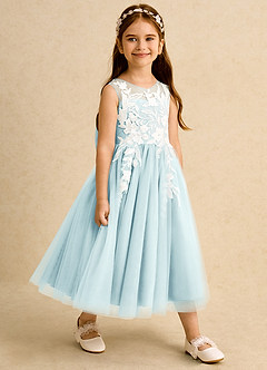 Azazie Sundae Flower Girl Dresses Sea Glass Ball-Gown Lace Dress image4