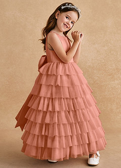 Azazie Twinkle Toes vestidos de niña de las flores Vestido de Mai Tai de Tul de Corte En A con Lazo image3
