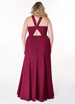 Azazie Rue Bridesmaid Dresses Burgundy A-Line Halter Chiffon Dress image8