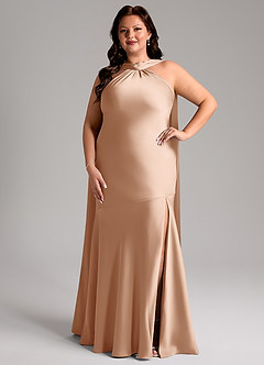 Azazie Kinsley Bridesmaid Dresses English Rose Mermaid Side Slit Stretch Satin Dress image7