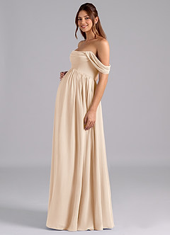 Azazie Saige Maternity Bridesmaid Dresses A-Line Pleated Chiffon Floor-Length Dress image5