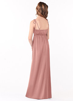 Azazie Violeta Junior A-Linie Schleifen Stretch-Satin Kleid Rosettenrosa image2
