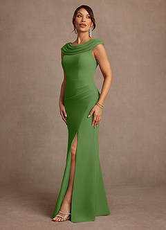 Azazie Irvine Mère de la mariée Robes Robe Trapèze en Mousseline de soie Plissée Basilic image4