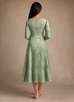 Azazie Durant vestidos de madre de la novia Vestido de Agave de Devorado Floral de Corte en A con Plisado image3