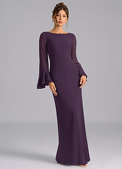 Azazie Leone Bridesmaid Dresses Plum Mermaid Corset Chiffon Dress image4