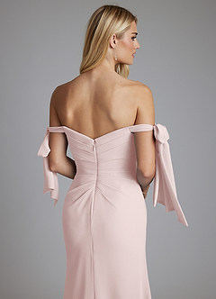 Azazie Nehemia Bridesmaid Dresses Blushing Pink Mermaid Off the Shoulder Chiffon Convertible Dress image3