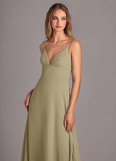Azazie Amina At-home Try On Dresses Agave A-Line Chiffon Dress image5