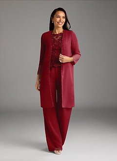 Azazie Florida Mother of the Bride Dresses Burgundy Jumpsuit/Pantsuit Sequins Chiffon Dress image5
