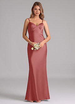 Azazie Suttona Brudtärnklänningar Klä av A-Linje i Stretch Satin Plisserad Antik Ros image6