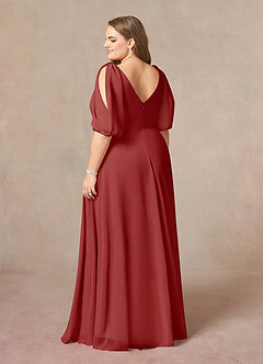 Azazie Bronwyn Kleider für die Brautmutter A-Linie V-Hals Gerüscht Chiffon Kleid Rost image9