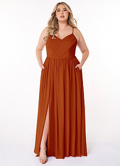 Azazie Cora Bridesmaid Dresses Paprika A-Line Pleated Chiffon Dress image6