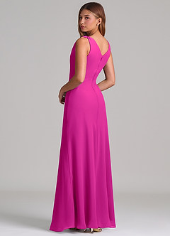 Azazie Nerine Brudtärnklänningar Klä av A-Linje i Chiffong Plisserad Fuchsia image2