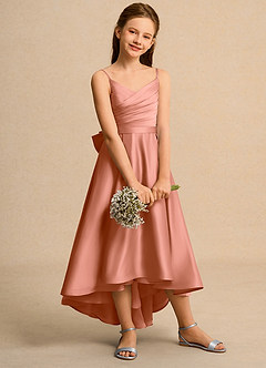 Azazie Sweets Junior Formal Jurken voor bloemenmeisjes A-Lijn Jurk van Mat Satijn Geplooid Meer Gesneden image5