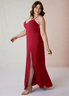 Azazie Manila Bridesmaid Dresses Scarlet Sheath V-Neck Chiffon Dress image9