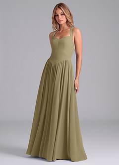 Azazie Francis Jurken voor bruidsmeisjes Jurk van Chiffon met A-Lijn Korset Mosgroen image5