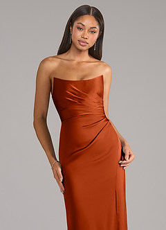 Azazie Marla Bridesmaid Dresses Paprika Sheath Strapless Stretch Satin Convertible Dress image2