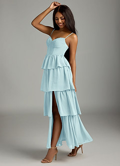 Azazie Kaiden Bridesmaid Dresses Sea Glass A-Line Sweetheart Neckline Chiffon Dress image4