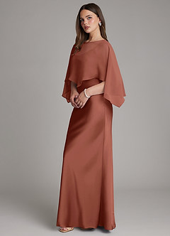 Azazie Ambra Bridesmaid Dresses Auburn Mermaid Pleated Stretch Satin Dress image6