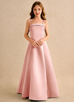 Azazie Izel Girls Formal Flower Girl Klänningar Klä A-Line i Matt satäng Plisserad image6