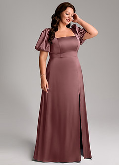 Azazie Fyona Bridesmaid Dresses Vintage Mauve A-Line Pleated Stretch Satin Dress image13