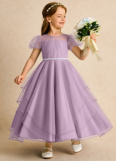 Azazie Duckie Flower Girl Dresses Wisteria Ball-Gown Pleated Tulle Dress image1
