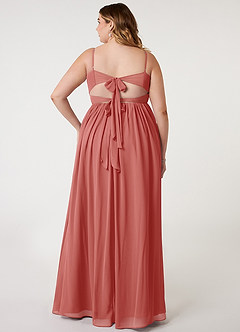 Azazie Zeya 신부 들러리 드레스 A라인 주름진 쉬폰 바닥 길이 드레스 image7