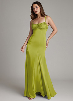 Azazie Avira Bridesmaid Dresses Lemongrass Mermaid Stretch Satin Dress image1