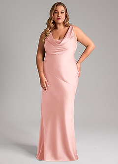 Azazie Rylina Bridesmaid Dresses Powder Pink Mermaid Stretch Satin Dress image7
