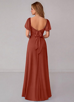 Azazie Fatima Robes de demoiselle d'honneur Robe Trapèze en Mousseline de soie avec poches Auburn image5