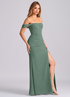 Azazie Joanne Final Sale Black Mermaid Off the Shoulder Chiffon Dress image4
