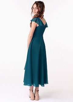 Azazie Posie Junior Ink Blue A-Line Ruched Chiffon Dress image2