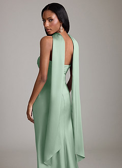 Azazie Saylor Probar vestidos en casa Vestido de Agave de Satén Elástico de Corte Sirena con Sin tirantes image7