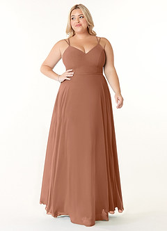 Azazie Janine Bridesmaid Dresses Bronzer A-Line V-Neck Chiffon Dress image6