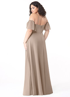 Azazie Sue Bridesmaid Dresses Taupe A-Line Off the Shoulder Chiffon Convertible Dress image10