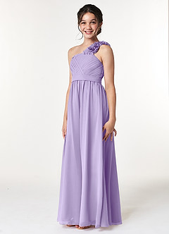Azazie Flower Junior Lilac A-Line Pleated Chiffon Dress image4