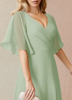 Azazie Cierra Bridesmaid Dresses Dusty Sage A-Line V-Neck Chiffon Dress image7