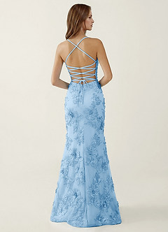 Bellatrix Sky Blue 3D Flowers Corset Mermaid Lace Up Back Prom Dress image2