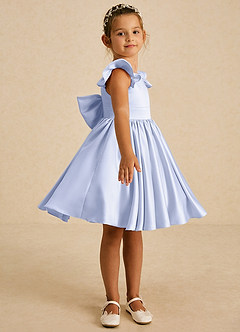 Azazie Tootsie Flower Girl Dresses Lavender A-Line Bow Matte Satin Dress image4