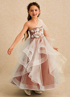 Azazie Zoey Flower Girl Dresses Cinnamon Ball-Gown Lace Tulle Dress image1